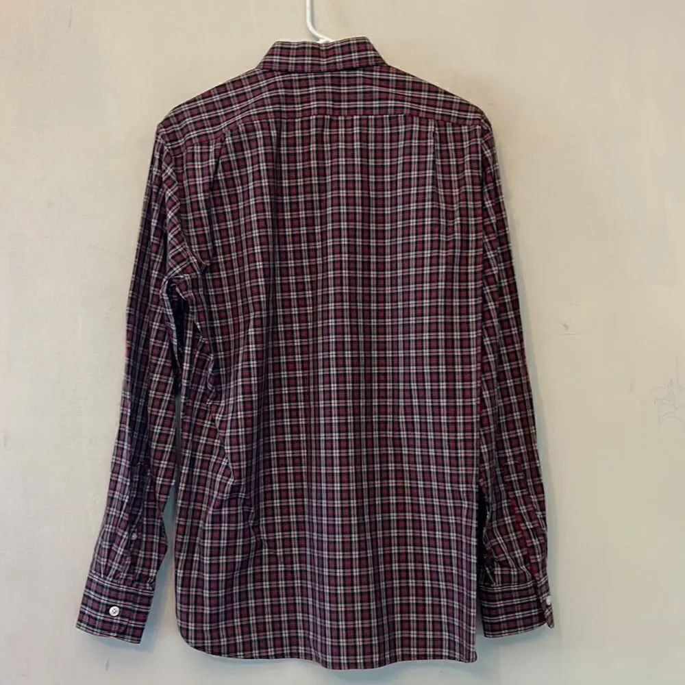 J Crew tartan plaid long sleeve collared shirt Size M 15 - 15 1/2